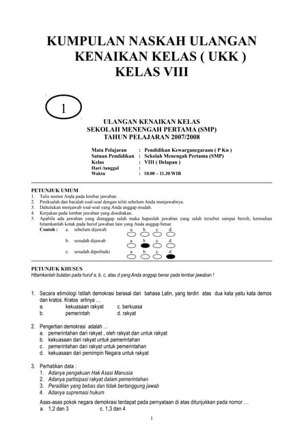 Menguasai UKK PKn Kelas 8 Semester 2 Kurikulum 2013: Panduan Lengkap dengan Contoh Soal