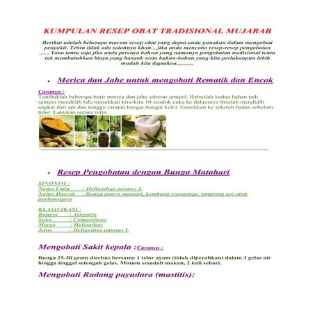 Kumpulan resep obat tradisional mujarab
