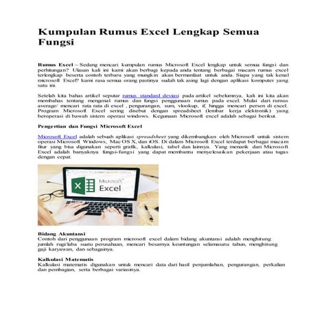 Kumpulan rumus excel lengkap semua fungsi