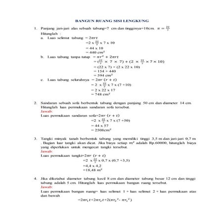 Kumpulan soal soal bangun ruang sisi lengkung