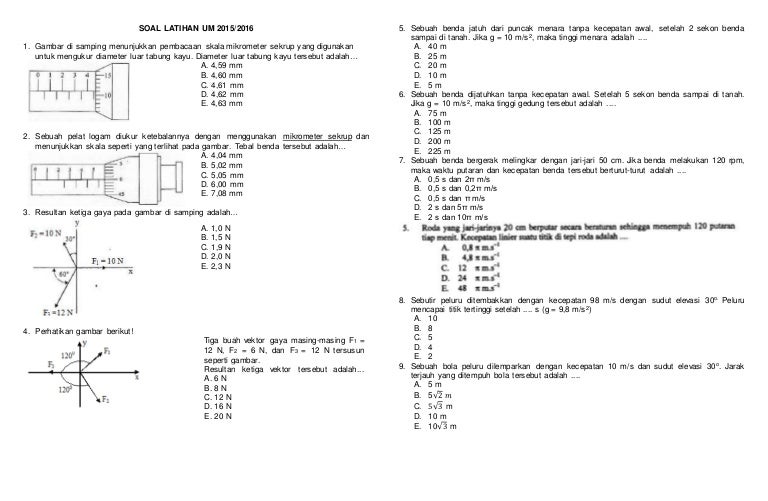 Kumpulan soal persiapan um fisika 2016