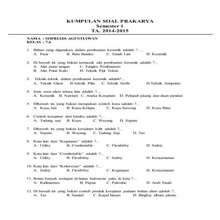 Kumpulan soal prakarya