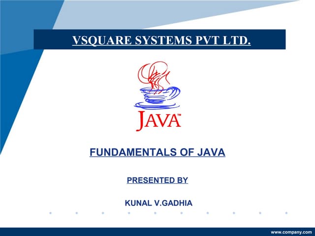 Fundamentals of JAVA | PPT | Databases | Computer Software and Applications