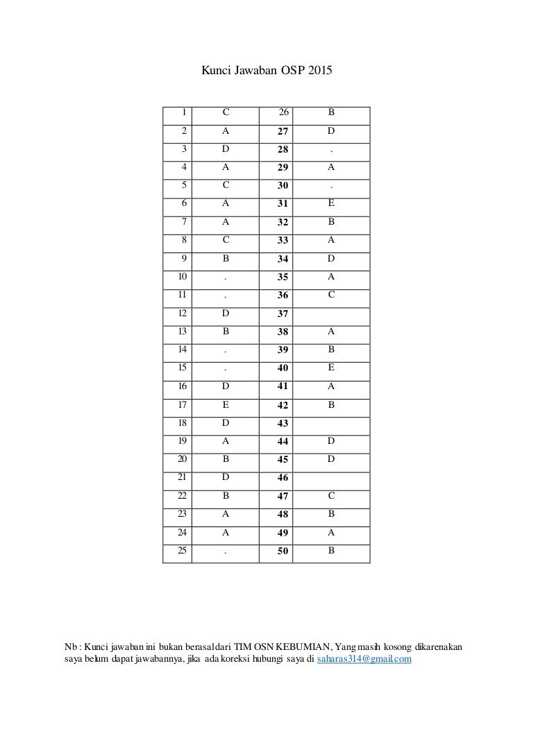 Kunci Osp Kebumian 2015