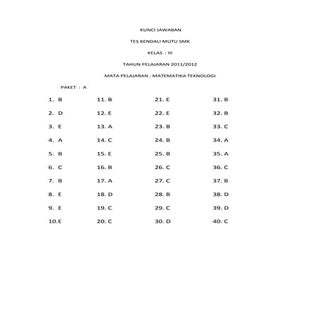 Kunci jawaban tkm matematika