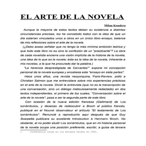 Kundera milan   el arte de la novela