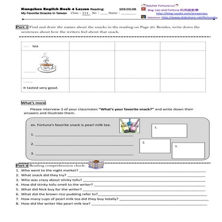 Kungshen english book 4 lesson 2 reading