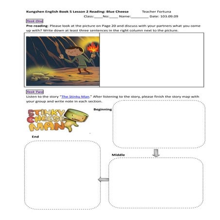 Kungshen english book 5 lesson 2 reading blue cheese