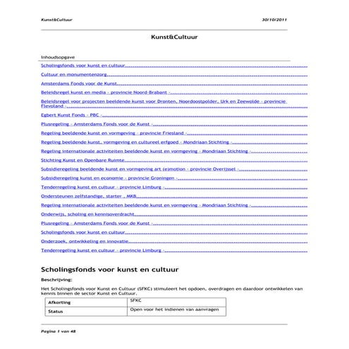 Kunst&cultuur subsidies