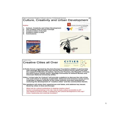 Culture, Creativity and Urban Development