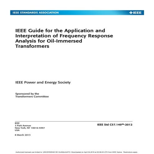 IEEE Guide for the Application and Interpretation of FRA for oil Transformer