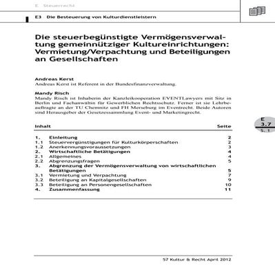 Mandy Risch, Andreas Kerst: Die steuerbegünstigte Vermögensverwaltung gemeinn...