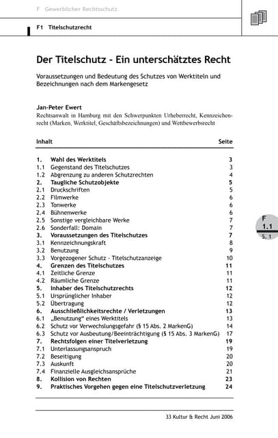 Ewert: Der Titelschutz – Ein unterschätztes Recht