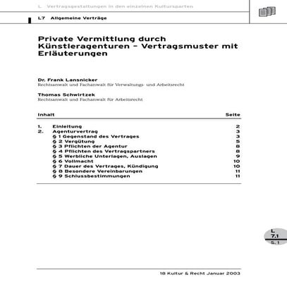 Lansnicker, Schwirtzek: Private Arbeitsvermittlung durch Künstleragenturen – ...