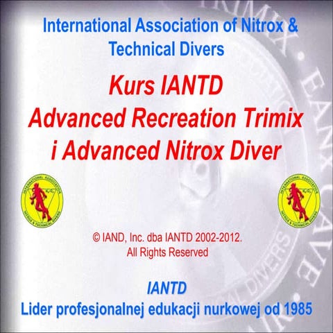 Kurs nurkowy specjalizacja  advanced recreational trimix iantd