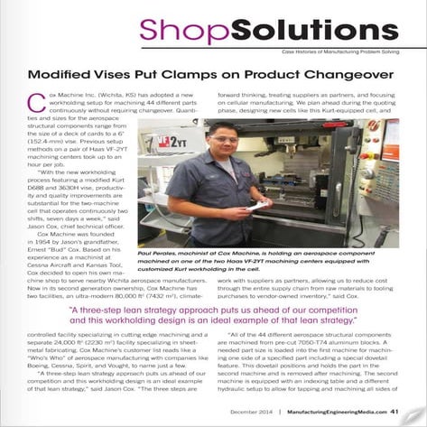 Kurt Workholding - Cox Article