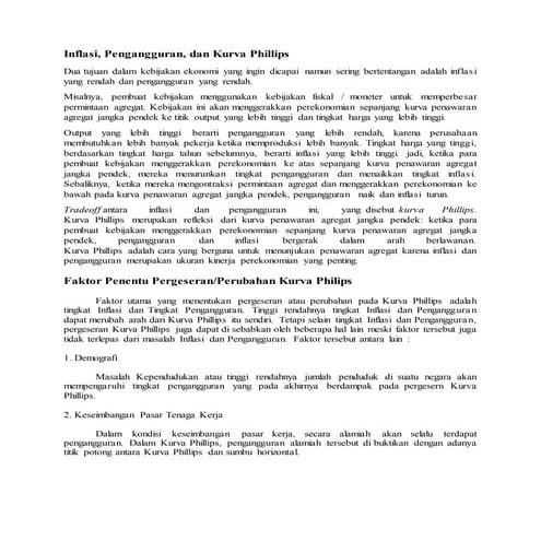 Inflasi, Pengangguran, dan Kurva Phillips