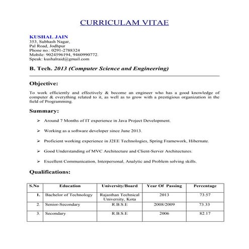 Resume Kushal Jain