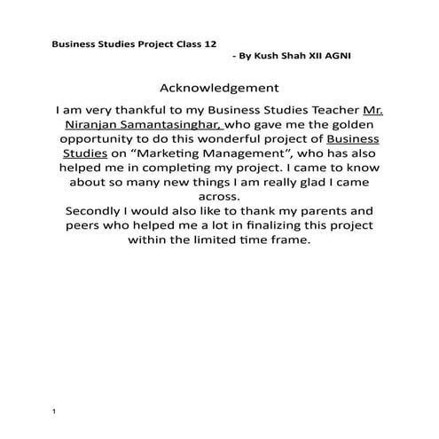 Business Studies Project Marketing Management Class 12 CBSE