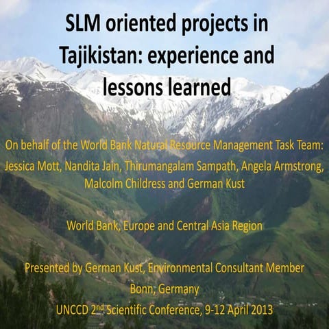 German KUST "Sustainable land management oriented projects in Tajikistan: exp...