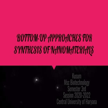 Bottom up approaches for nanoparticle synthesis