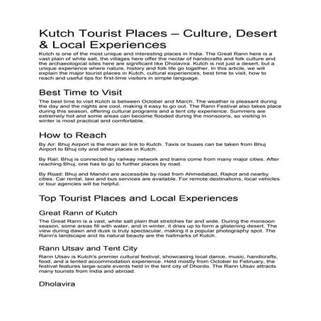 Kutch Tourist Places Culture Desert Local Experiences Full Travel Guide