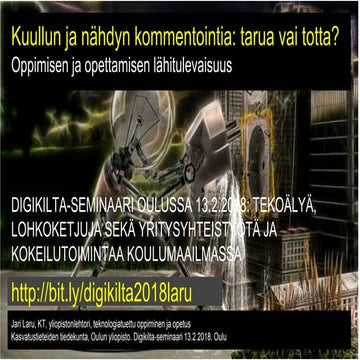 Kuullun ja nähdyn kommentontia:  tarua vai totta (tekoälyä, lohkoketjuja sek...