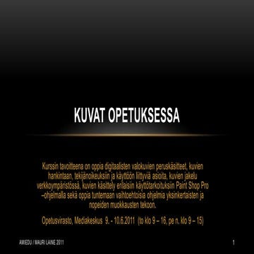 Kuvat opetuskäytössä ml