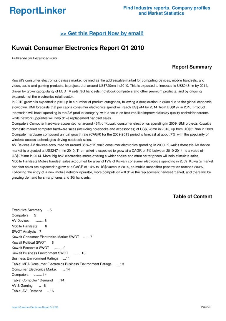 Kuwait Consumer Electronics Report Q1 2010