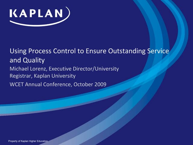 Using Process Control to Ensure Quality