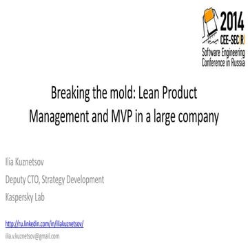 Breaking the mold: Lean Product Management and MVP in a Large Company