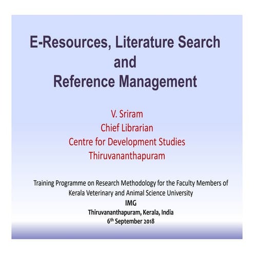 Literature review and use of Reference Management Software