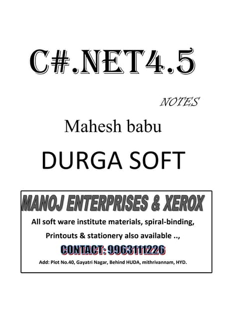 Learn C# - C# .NET Tutorial PDF by Industry Expert