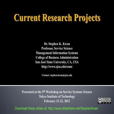 Kwan 2012 Research Projects Topics