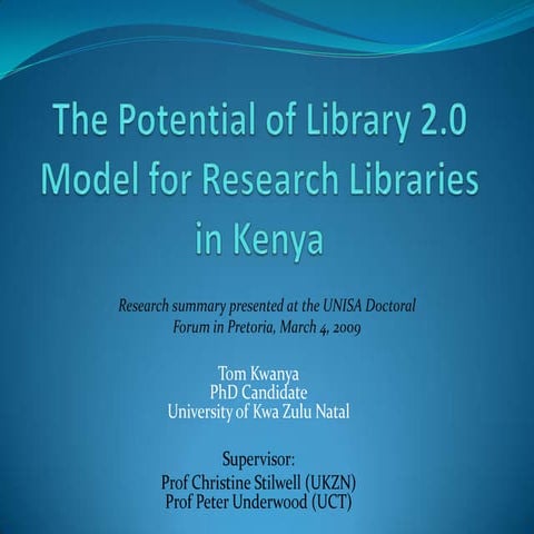 Potential of Library 2.0 for research libraries in Kenya