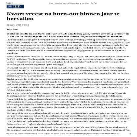Kwart vreest na burn out binnen jaar te hervallen   