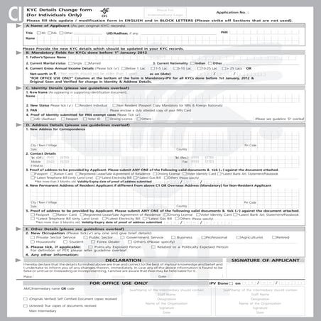 Kyc change individual form