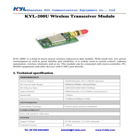 10mW-100mW RF Module RS232, RS485 to Wireless