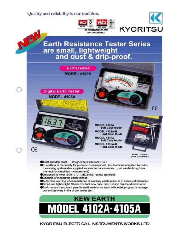 Kyoritsu 4102a, 4105a, EARTH TESTER, GROUNDING TESTER KYORITSU 085282…