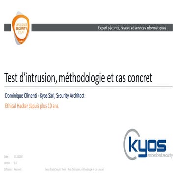 Test d'intrusion, méthodologie et cas concret - Dominique Climenti, Kyos