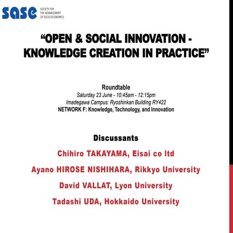 Open & Social Innovation  SASE Kyoto 2018