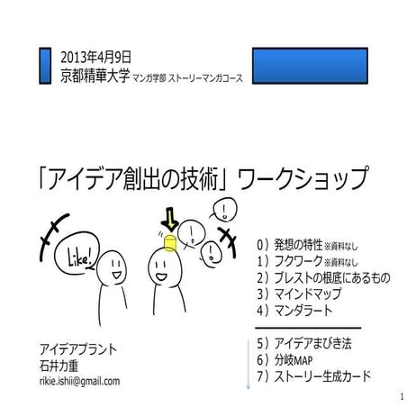 京都精華大学　漫画学部　ストーリーマンガコース　「アイデア創出の技術」