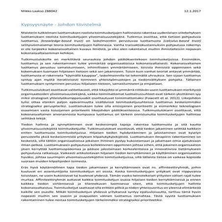 Luottamus ja toimitusketjut - johdontiivistelmä