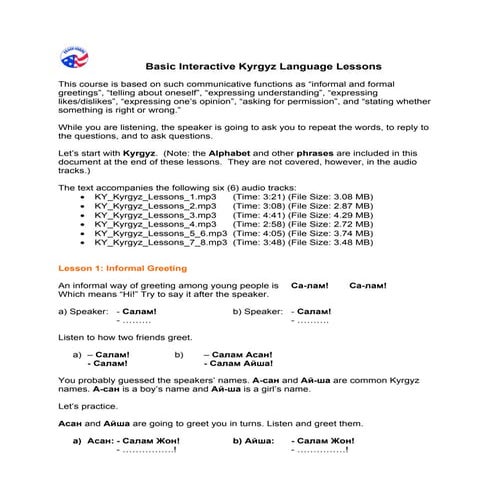 Basic Kyrgyz Language Course