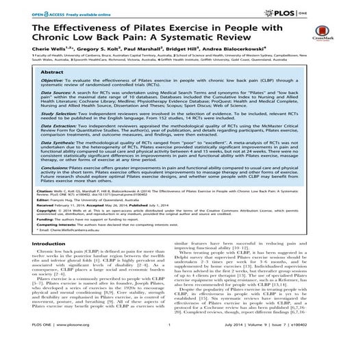 the effectiveness of Pilates for low-back pain | PDF