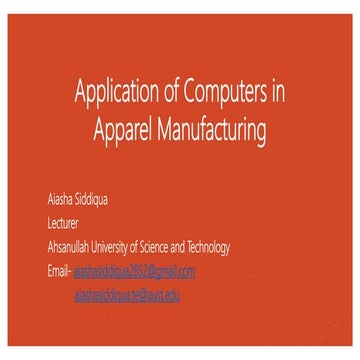 Application area of Computer Technology in Apparel Manufacturing 