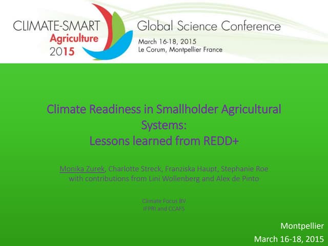 Climate Readiness in Smallholder Agricultural Systems