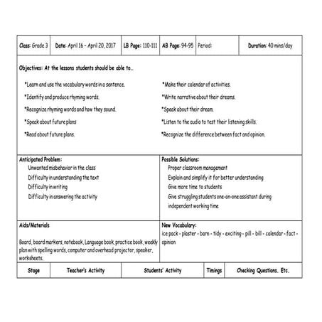 Rhyming words, What are you doing next week?, Listening and Writing
