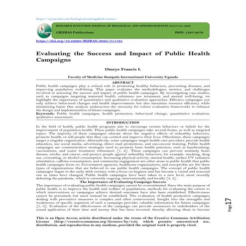 Social Impact of Public Health Campaigns (www.kiu.ac.ug) | PDF