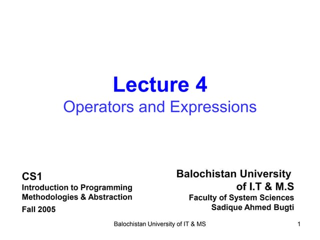 Operators in C